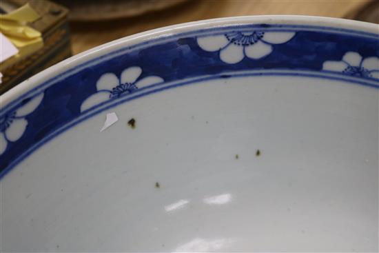 A Chinese blue and white prunus bowl, 19th century, diameter 30.5cm